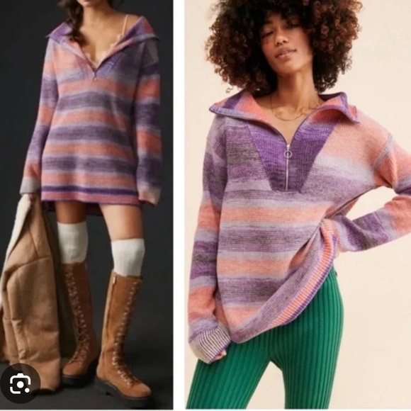 Anthropologie Daily Practice Sweater Tunic 1/2 Zip Longer Length Franconia XS - Picture 1 of 16